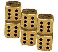 Hohopeti 6Pcs Vintage Solid Brass Dice Set Rounded Edges Retro Game Playing Dice Props for Board Games and Bar Accessories Small Decorative for Gaming and Crafting