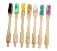 Hohopeti 7pcs Biodegradable Bamboo Nylon Toothbrush Heads Soft Bristles Replaceable Brush Tips for Gentle Gum Care White Yellow Purple Blue Beige