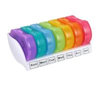 Hohopeti 7pcs Compact Pill Box Portable Case with 2 Compartments, Impact Resistant Pp Medicine Dispenser for Travel Storage, Easy to Open and Close Mini Pill Organizer for Daily Use