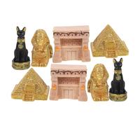 Hohopeti 8 Pcs Ancient Egyptian Miniature Resin Figurines Set Pyramid Sphinx Goddess Models for Home Dollhouse Garden Micro Landscape Detailed Egypt for Boys