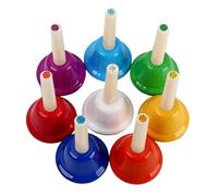 Hohopeti 8pcs Colorful Clear Sound Handbells for Early Educational Teaching Aid Lightweight Sturdy Percussion Instrument with Distinct Tones Multi-purpose Musical Bells for Kindergarten