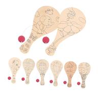 Hohopeti 8pcs DIY Wooden Paddle Ball Lightweight Table Tennis Rackets for Ergonomic Grip for Painting Coloring and Creative Outdoor Art Activities
