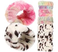 Hohopeti 8Pcs Flannel Wristbands for Washing Face Absorbent Spa Wrist Bands for Women and Elastic Hair Bands Moisture Sweat Protection Household Use