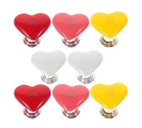 Hohopeti 8pcs Heart-Shaped Toilet Push Button Set with 2cm Base Portable Toilet Flush Button Replacement for Water Tank Parts Multi-Color Red Yellow White Pink Bathroom Accessories
