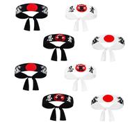 Hohopeti 8pcs Japanese Ninja Headbands for Men, Polyester Material, Traditional Japanese Design, Versatile Use for Sports, Cosplay Fun, for Ninja Party Favors and Karate Sports Activities