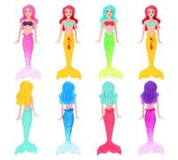 Hohopeti 8Pcs Mermaid Swim Pool Diving Figurines Small Plastic Underwater Training Playset for Water Table and Bath Time Fun