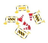Hohopeti 8pcs Miniature Traffic Cone with Yellow Barricades and Red Roadblocks Simulation Road Sign Educational Traffic Cognitive for Learning and Play