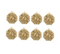 Hohopeti 8Pcs Retro Copper Bagua Pendants DIY Craft Materials Keychain Charms for Feng Shui Decoration and Personal Adornments