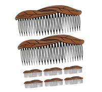 Hohopeti 8pcs Vintage Wood Grain French Hair Side Combs with Decorative Leaf Pattern Tooth Plastic Twist Combs for Strong Hold Thick Hair Lightweight Hairstyling Accessories for Women