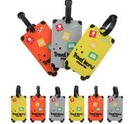 Hohopeti 9pcs Luggage Tag Set for Suitcases - PVC Travel Bag Name Tags in Orange, Yellow, Grey - Compact Suitcase Identifier for International Trips and Cruise Travel