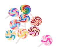 Hohopeti 9pcs Miniature Lollipop Decoration Colorful Fake Candy Ornaments for Dollhouse DIY Creative Photo Props Vibrant Rainbow Small Scale Decorative Charm