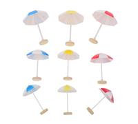 Hohopeti 9pcs Miniature Parasol Umbrella for Dollhouse Outdoor Decor Multisize Beach Scene Accessories in Red Yellow Blue for Fairy Garden Craft Projects and Miniature Landscaping
