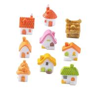 Hohopeti 9pcs Miniature Resin Thatched Roof Houses for Dollhouse Fairy Garden Decor Cute Small Cottage Figurines for DIY Micro Landscape Lightweight Ornaments for Succulent Plant Pots and