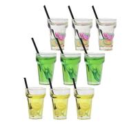 Hohopeti 9pcs Scale Realistic Beverage Props for DIY Scenes Includes Yellow Lemon Green Mixed Fruit Portable Kitchen Accessories for Pretend Play and Storytelling