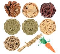 Hohopeti 9Pcs Small Pet Molar Chew Natural Loofah Grass Balls for Hamsters Bunnies Guinea Pigs Teeth Care and Exercise