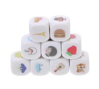 Hohopeti 9pcs Storytelling Dice Acrylic Educational Cubes with Unique Patterns Lightweight Portable Teaching Props for Indoor Outdoor Learning Fun
