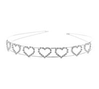 Hohopeti Accessory Headband with Layer Hair for Double Metal Comfortable Valentines Heart Rhinestone Lightweight Beautifully Crafted Design and Women for Celebrations Weddings