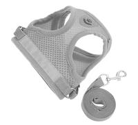 Hohopeti Adjustable Reflective Pet Harness Vest with Leash Set for Small Dogs and Cats, Escape-Proof Breathable Mesh Training Harness for Puppies and Kittens, Grey M