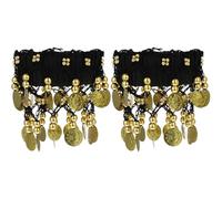 Hohopeti Anklets Costume Accessories 2pcs Coin Decorated Chiffon Black for Women Embellish Belly Dance Belly Dance Performance at Halloween Party or Wedding
