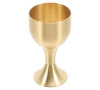Hohopeti Antique Copper Alloy Goblet High Metal Offering Cup for Buddhist Worship Home Decor Small Retro Temple Water Cup