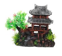 Hohopeti Aquarium Background Decorative Artificial House Desktop Fish Tank Decor Resin Cloud Tower