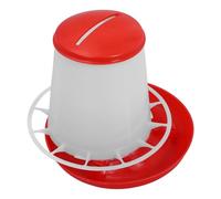 Hohopeti Automatic Poultry Feeder Large Capacity Red White Mesh Feed Bucket for Chickens Ducks Geese Consistent Feeding System Poultry Food Dispenser