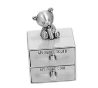 Hohopeti Baby Tooth Collection Box Tooth Preservation Organizer for Infants Drawer Type Storage Box in Antique Tin Keepsake Storage Memory