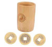 Hohopeti Bamboo Divination Game Pot with Polished Copper Coins Traditional Chinese Fortune-teller Tools for Feng Shui Buddhist Rituals and Interactive Family Entertainment