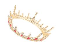 Hohopeti Baroque Bridal Hair Crown Red Crystal Large Round Wedding Tiara for Women Delicate Bride Hair Accessory