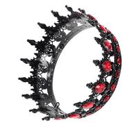 Hohopeti Baroque Queen Crown Alloy Rhinestone Tiaras Vintage Gothic Wedding Headband for Brides Prom Halloween Birthday Party Accessories Black Red