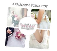 Hohopeti Baroque Rhinestone Crystal Alloy Bridal Crown Headband with Water Drop and Leaf Details for Wedding Brides Party Masquerade Costume Accessories Silver Pink