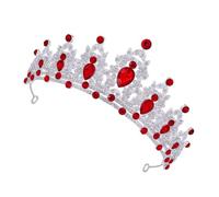 Hohopeti Baroque Silver Red Crown Tiara for Bride Wedding Hair Accessories, Crystal Prom Headpiece and Birthday Party Tiara for Women