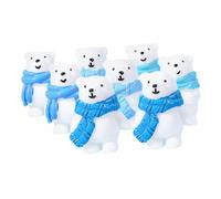 Hohopeti Bear Figurine Ornaments with Iceberg and Scarf, 8pcs Resin Miniature Bears for Winter Wonderland DIY Snow Scene Crafting and Christmas Home Decoration