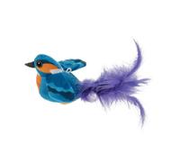 Hohopeti Bird Cat with Chirping Sound and Flapping Wings - Small Blue Kingfisher Teaser Wand Attachment for Indoor Cats and Kittens Interactive Hunting Simulation