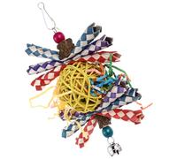 Hohopeti Bite-resistant Chewable Parrot with Bell Pendant for Birdcage Hanging Foraging and Pecking Activity Natural Material Suitable for African Grey Cockatiel Budgie and Random Color