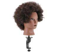 Hohopeti Black Hairdressing Practice Manikin Head with Firmly Implanted Super Thick Afro Hair Hair and Plastic Material for Barber