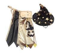 Hohopeti Black Star Cat Wizard Costume with Hat and Cape Adjustable Halloween Pet Outfit for Cats and Small Dogs Witch Cloak for Magical Cosplay and Party Fun