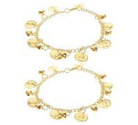 Hohopeti Boho Gypsy Coin Anklet Pair with Tassel Barefoot Sandals Chain Jewelry for Belly Dance Performance, Golden Foot Jewelry for Women Wedding and Beach Accessories