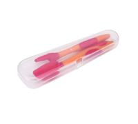 Hohopeti Boy Girl Training Tableware Set Easy Grip Utensils for Toddlers High Temperature Resistant Non-Slip Handle Smooth Edge Design for Learning to Eat Red