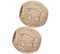 Hohopeti Braided Pendant Light Shade 2Pcs Ceiling Lampshade for Restaurant Rustic Hanging Lamp Cover Simulated Rattan