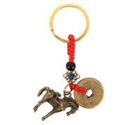 Hohopeti Brass Feng Shui Car Pendant for Rearview Mirror Hanging Protective Lucky Ornament with Japanese Coin Design Chinese Style Charm for Attracting Wealth and Blessing