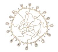 Hohopeti Bridal Rhinestone Headband Gold Waterdrop Mesh Forehead Chain Luxury Hair Accessory for Wedding Brides and Bridesmaids