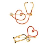 Hohopeti Brooches Practical and Easy to Match Stethoscope Shape Alloy 2pcs Accessories Nurse Doctor Pins for Formal and Casual Occasions