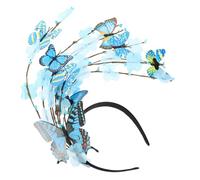 Hohopeti Butterfly Fascinator Headband Lightweight Decorative Hairband for Women Exaggerated Blue Butterfly Accessories Stylish Headdress for Tea Party Wedding Festival Daily Wear