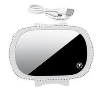 Hohopeti Car Visor Vanity Mirror with LED Light, 122mm X 184mm Portable LED Car Mirror for Makeup, White Touch-activated Light, Clip-on Sun Visor Accessory for Women Driving