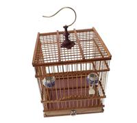 Hohopeti Carbonized Bamboo Bird Cage Rectangular Habitat for Goldfinch and Zosterops Small Birdcage with Tray for Indoor Balcony Use Elegant Purple Finish Garden Decoration