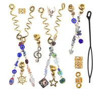 Hohopeti Cat Eye Dreadlock Hair Clips 50Pcs Metal Spiral Leaf Charm for Boho Braid Decoration Women