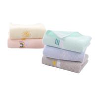 Hohopeti Children’s Cotton Hand Towels 5pcs Absorbent Face Washcloths Soft Embroidered Small Towels for Babies Toddlers Multi-color Set for Home Bath and Skincare
