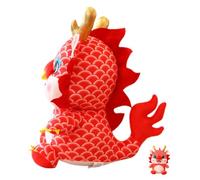 Hohopeti Chinese Dragon Mascot Plush Stuffed Dragon Doll Soft Red Lunar Year Decoration Lucky Year Gift for Home Sofa and Festival Celebrations