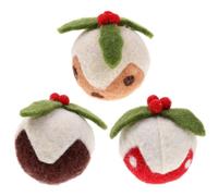 Hohopeti Christmas Cat Set 3Pcs Sturdy Scratch-Resistant Wool Balls with Red, Light Yellow, Dark Brown Pinecone Design for Indoor Pet Play
